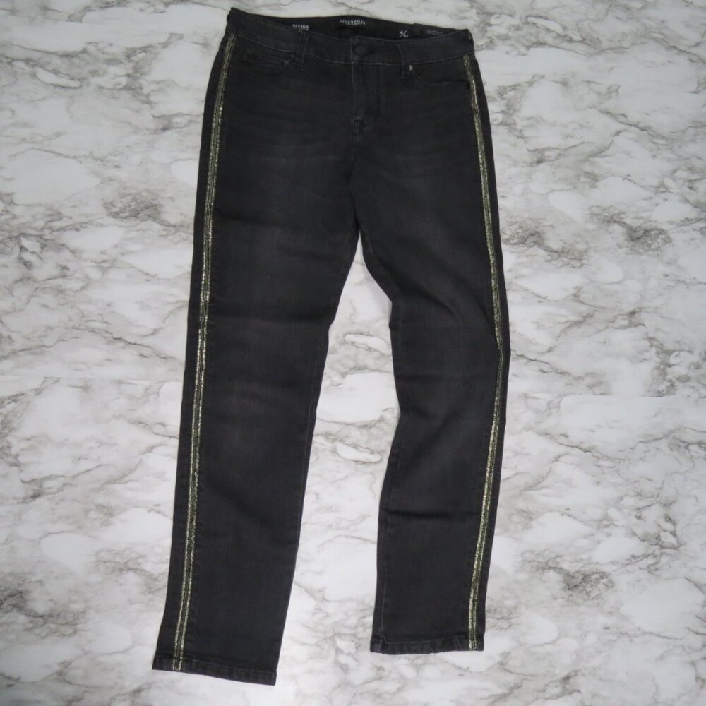 Liverpool Jeans Company Womens Tuxedo Cami Crop 4/27 Black Jeans Size 4
